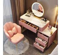MiaJJooLi Toelette Tavolo da toeletta con LED specchio/sedile in velluto, tavolo da trucco con 5 cassetti in legno massiccio per camera da letto per ragazze