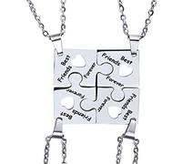 MiaLover 4 collane con scritta "Best Friends Forever" in acciaio inox puzzle promessa portachiavi BFF gioielli regalo per donne e ragazze, Acciaio inossidabile, Nessuna pietra preziosa