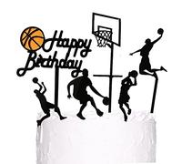 MiaLover 6 decorazioni per torte da basket in acrilico, per sport, scena, temi, torte, topper per torte, decorazione per torte per bambini, ragazzi, feste, compleanni, muffin