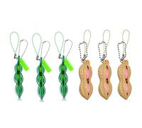 MiaLover 6 pezzi Squeeze Toys Edamame arachidi Bean Fagiolo Ciondolo Portachiavi Squeeze Toys Squeeze Ciondolo Squeeze Divertente Gadget Riduce l'ansia e lo stress per cellulare catena