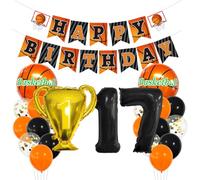 MiaLover Palloncino da basket, 17 anni, decorazione per compleanno, 17 anni, decorazione per feste