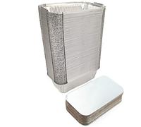 Miamex Confezione da 100 vassoi in alluminio, 800 ml, usa e getta, con coperchio per il trasporto di cibo, congelamento, cottura