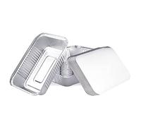 Miamex Set di 25 contenitori usa e getta in alluminio con coperchio per il trasporto di cibo, per la cottura (1000 ml)