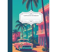 Miami Aesthetic Composition Notebook | 7.5 x 9.25 in College Ruled | 100 Pages | Vaporwave & Retro Design: Retro Neon Palm Trees & Pastel Vibes | ... School Notes, and Creative Writing