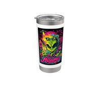 Miami Alien Beach Party Shirt Retro Summer Vacation Tee Bicchiere termico in acciaio inox doppia parete