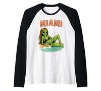 Miami Alien Girl Bikini Modello Divertente Spiaggia Vacanza Maglia con Maniche Raglan