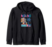 Miami Art Deco Retro Vacanza Illustrazione Felpa con Cappuccio