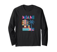 Miami Art Deco Retro Vacanza Illustrazione Maglia a Manica