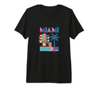 Miami Art Deco Retro Vacanza Illustrazione Maglietta Premium