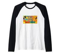 Miami Beach Florida Vacanze Spring Break Retro Pop Art Maglia con Maniche Raglan