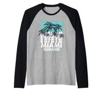Miami Beach, I Love Miami, Cool Miami Summer Graphic Design Maglia con Maniche Raglan
