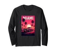 Miami Beach, I Love Miami, Miami Classic Car Graphic Design Maglia a Manica