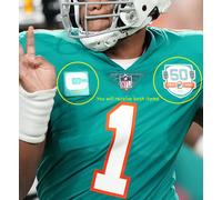 Miami Dolphins 2022 Tua Tagovailoa QB 1-⭐Stella AQUA BLU Capitano C-PATCH + 50°