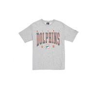 MIAMI DOLPHINS New Era - Maglietta Oversize NFL con Logo in Raso, Unisex, Colore: Grigio Melange
