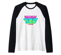 Miami Florida 305 Sono codice Vintage Retro Vaporware Style Maglia con Maniche Raglan