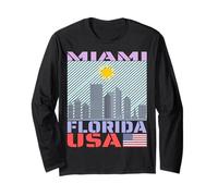 Miami, Florida, Orizzonte, Americano, Città, Punto di Riferimento, Souvenirs Maglia a Manica
