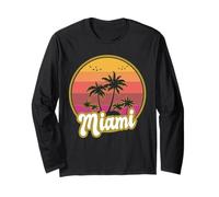Miami Florida Spiaggia retrò Tramonto Maglia a Manica