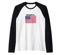 Miami Florida with USA Flag Novelty Graphic Cool Designs Maglia con Maniche Raglan