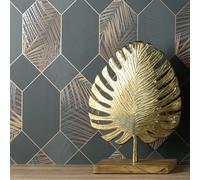 Miami Geometrico Palma Foglia Fine Decor Parati Carbone FD42833 Metallico Rame