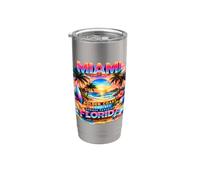Miami Golden Coast Retro Beach Sunset Florida Graphic Bicchiere termico in acciaio inox doppia parete