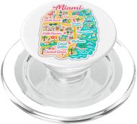 Miami, mappa, illustrazione, viaggio, grafico, disegno PopSockets PopGrip per MagSafe