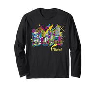 Miami Pop Art Vivace Skyline Colorato Retro Maglia a Manica