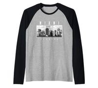 Miami Skyline Florida Vintage USA Maglia con Maniche Raglan