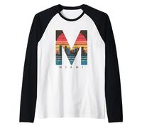Miami Skyline Tramonto Urbano Onda Vibe Maglia con Maniche Raglan