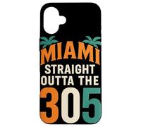 Miami Straight Outta The 305 Palme Prefisso 305 Retro Custodia per iPhone 16 Plus
