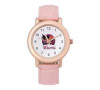Miami Sunset Barca a vela da donna cinturino in pelle elegante orologio da polso casual cinturino a tre lancette