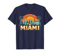 Miami, Tramonto, Souvenir, Palme, Spiaggia, Skyline della Città Maglietta