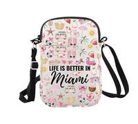 Miami Travel Trip Gift Life is Better in Miami Makeup Bag Miami Regalo per le donne Miami Florida Regalo, A Miami Cr Eu, Borsa cosmetica con stampa