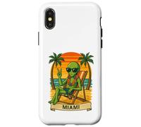 Miami Vacation Alien Funny Summer Travel Beach Custodia per iPhone X/XS