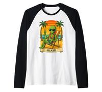 Miami Vacation Alien Funny Summer Travel Beach Maglia con Maniche Raglan