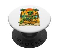 Miami Vacation Alien Funny Summer Travel Beach PopSockets PopGrip Adesivo