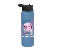 Miami Vice Airbrush Flamingo Front & Back Stainless Steel Insulated Water Bottle