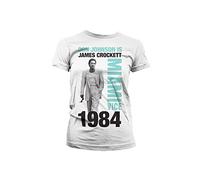 Miami Vice Officially Licensed Merchandise Don Johnson Is Crockett Girly T-Shirt (White), Small