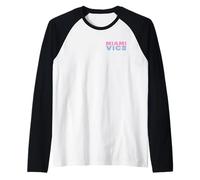 Miami Vice Retro Airbrush Front & Back Maglia con Maniche Raglan
