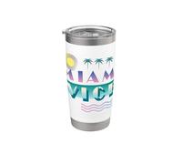 Miami Vice Retro Airbrush Logo Bicchiere termico in acciaio inox doppia parete