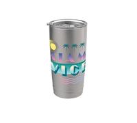 Miami Vice Retro Airbrush Logo Bicchiere termico in acciaio inox doppia parete
