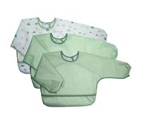 MiaMia - Bavaglini Impermeabili Manica Lunga e Tasca di Raccolta / 3 Bavaglini Neonato con Chiusura a Strappo, OekoTex 100, Lavabile - Verde