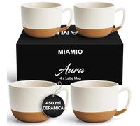 MIAMIO - 450 ml, set di 4 tazze da caffè in ceramica - elegante set di tazze da caffè moderne per caffè, latte, tè, cacao caldo - Collezione Aura (Cacao cremoso, Tazze da caffè (4x))