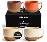 MIAMIO - 450 ml, set di 4 tazze da caffè in ceramica - elegante set di tazze da caffè moderne per caffè, latte, tè, cacao caldo - Collezione Aura (Neutro accogliente, Tazze da caffè (4x))