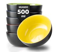 MIAMIO - 6 x 500ml Set di Ciotole/Coppe Esterno Nero Interno Colorato - Le Papillon Collezione (multicolore)