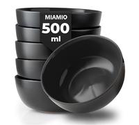 MIAMIO - 6 x 500ml Set di Ciotole/Coppe Esterno Nero Interno Colorato (nero)