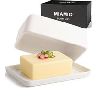 MIAMIO - Beurrier con Coperchio (620 ml) Campana per Burro in Ceramica / Grande Contenitore per Burro, Beurrier con Coperchio per Piano di Lavoro, Adatto per la Lavastoviglie (Bianco)