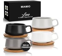 MIAMIO - Set 4 tazze cappuccino ceramica (4×280 ml) - Luxe (Grigio pietra)