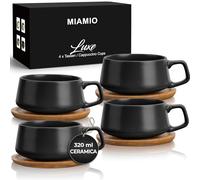 MIAMIO - Set 4 tazze cappuccino ceramica (4×280 ml) - Luxe (Nero)