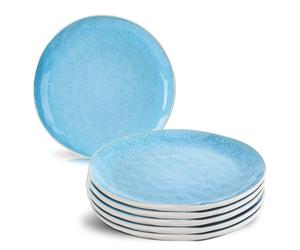 MIAMIO - Set 6 Piatti 20 cm Ceramica Gres - Piatti Piccoli per Colazione, Dessert e Antipasti - Servizio Moderno Blu - Collezione Lumera, Lavastoviglie e Microonde