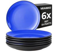 MIAMIO - Set 6 piatti piani in ceramica (26 cm) - Le Papillon (Blu)